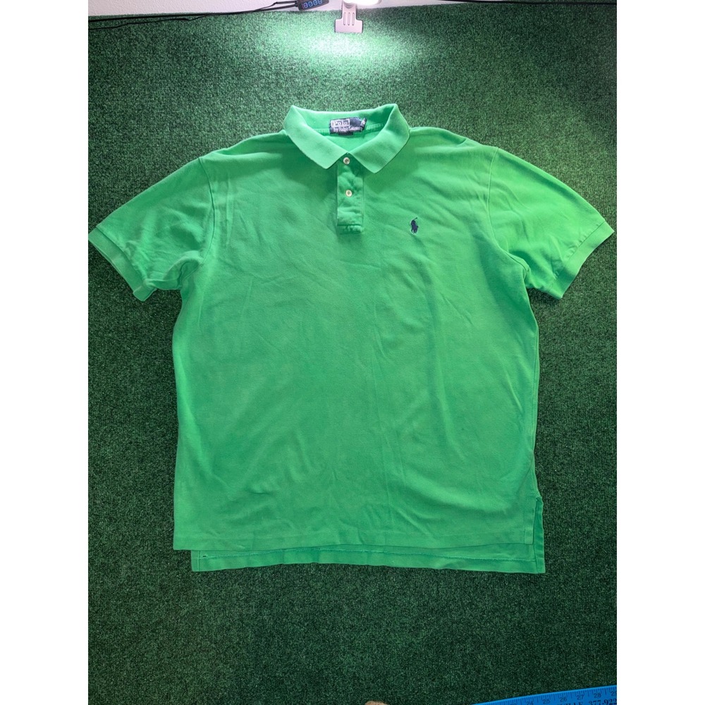 Polo Ralph Lauren Mens XL/T Kelly Green Short Sleeve Pique Polo Shirt Navy Pony
